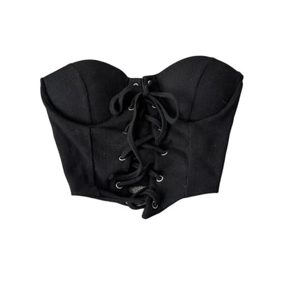 Ribbon Lace-Up Corset Top