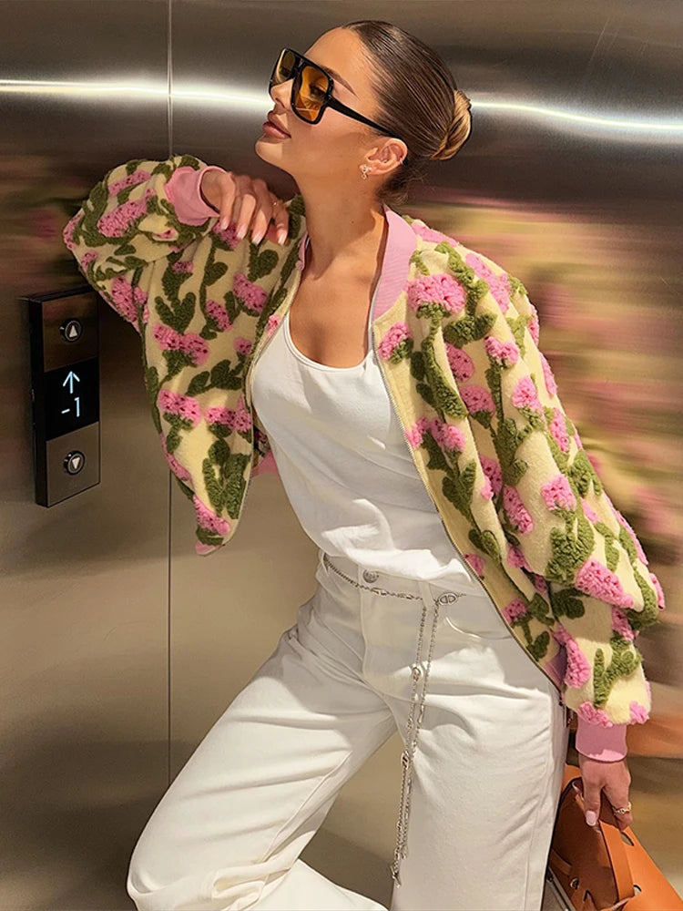 3D Floral Bomber Jacket