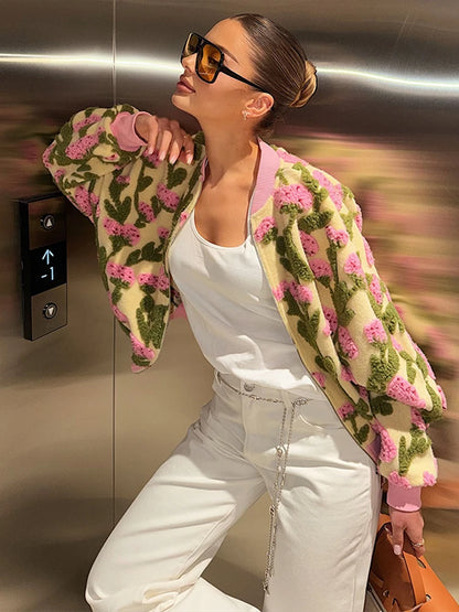 3D Floral Bomber Jacket