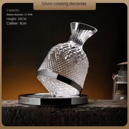 High End Crystal Glass 360 Degree Rotating Decanter Drum