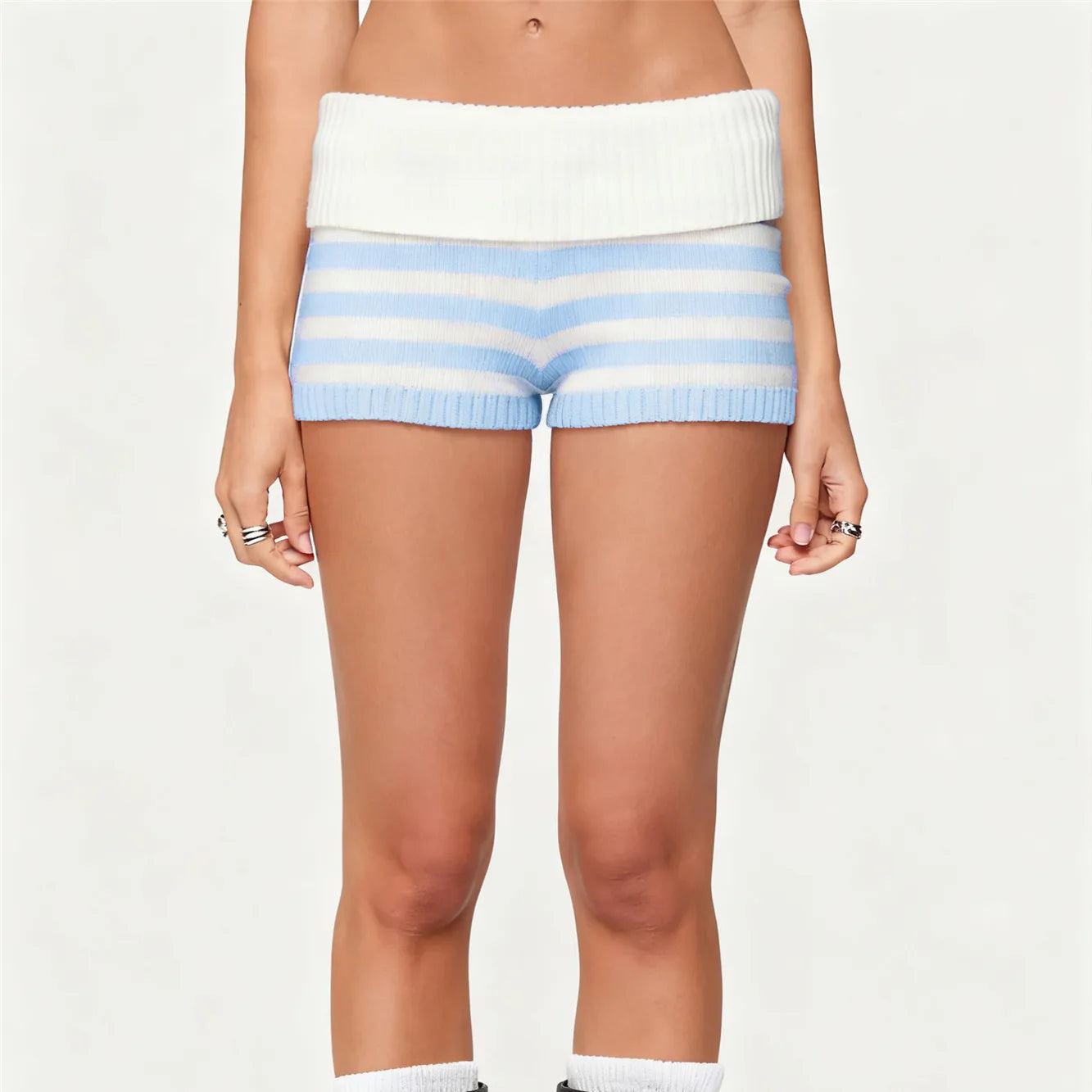 Striped Knit Micro Shorts