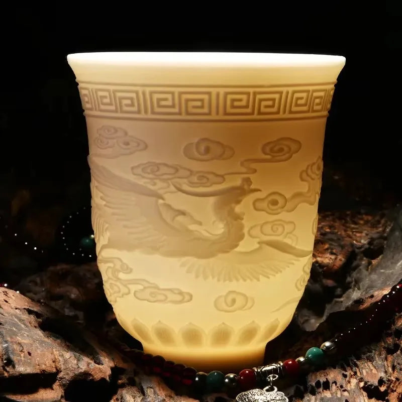 Yangzhi Jade Porcelain Heart Sutra Cup