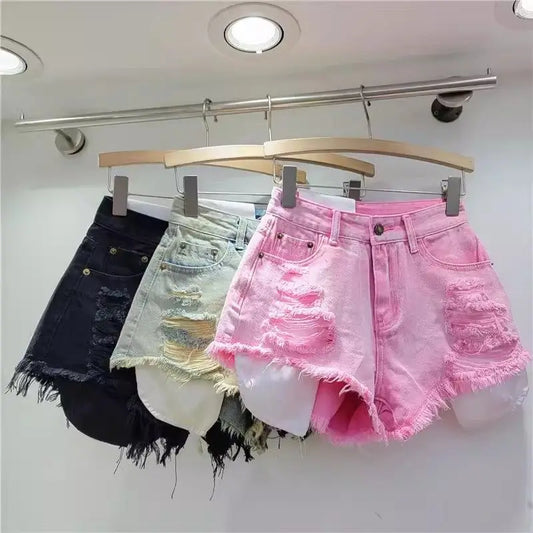 Washed Denim Shorts