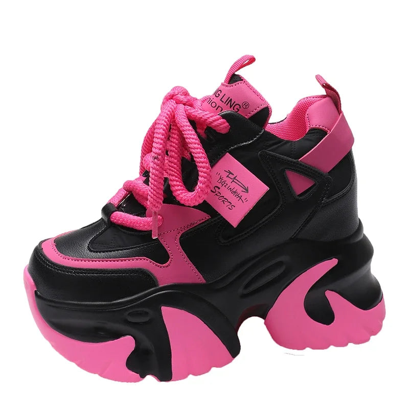 Zapatos con Cordones de Plataforma Alta y Suela Gruesa