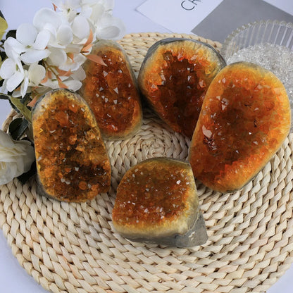 Dyed Yellow Crystal Cluster Geode