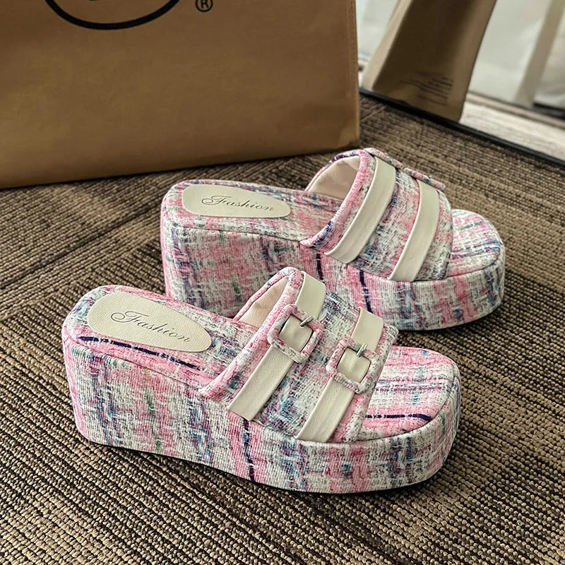 Zapatillas de plataforma de punta cuadrada