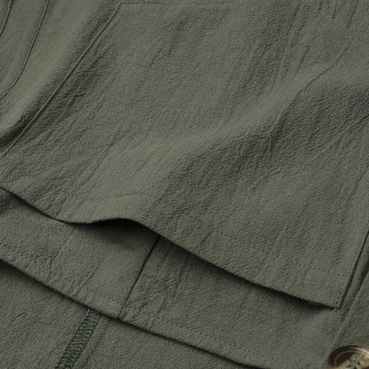 Sleeveless Square Collar Button Suspender Shorts