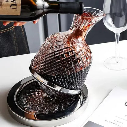High End Crystal Glass 360 Degree Rotating Decanter Drum