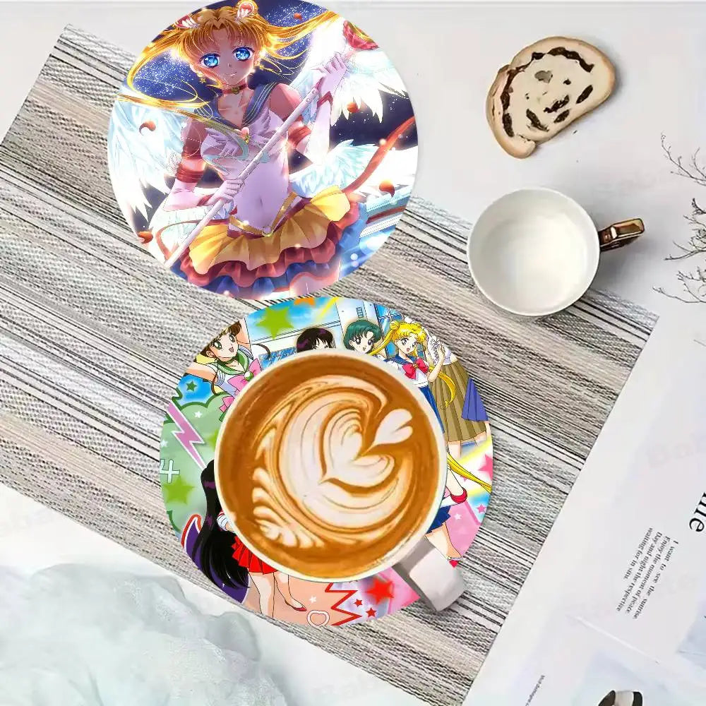 S-Sailor M-Moon Girl Anime Themed Wooden Coaster