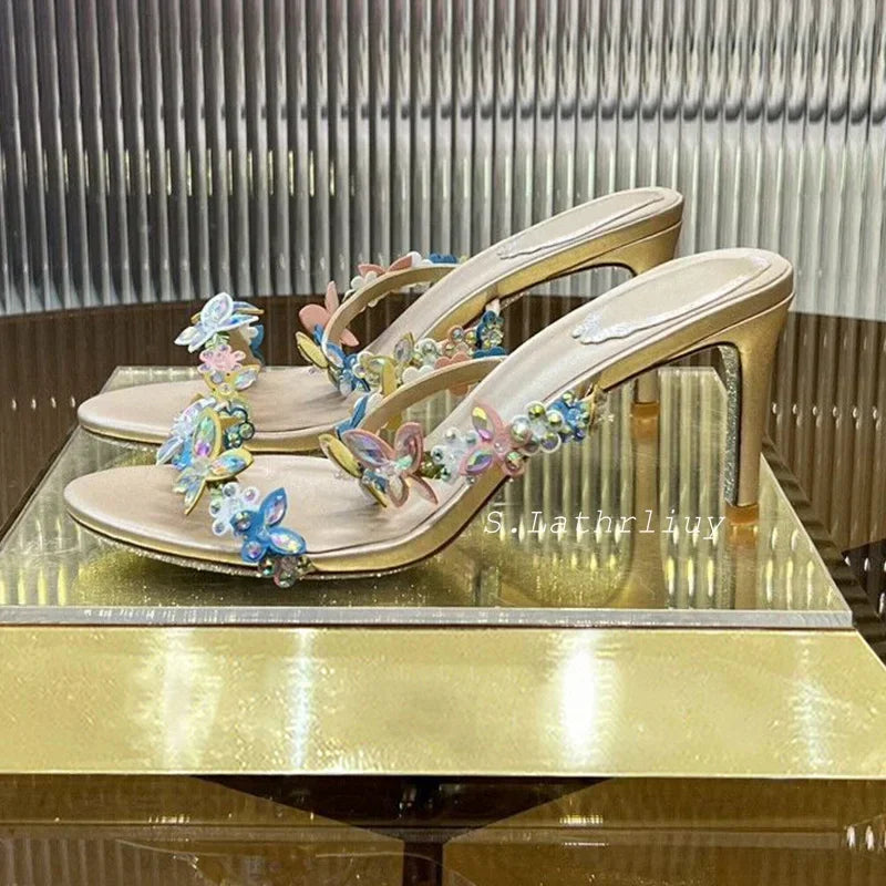 Sandalias de tacón fino Crystal Flower