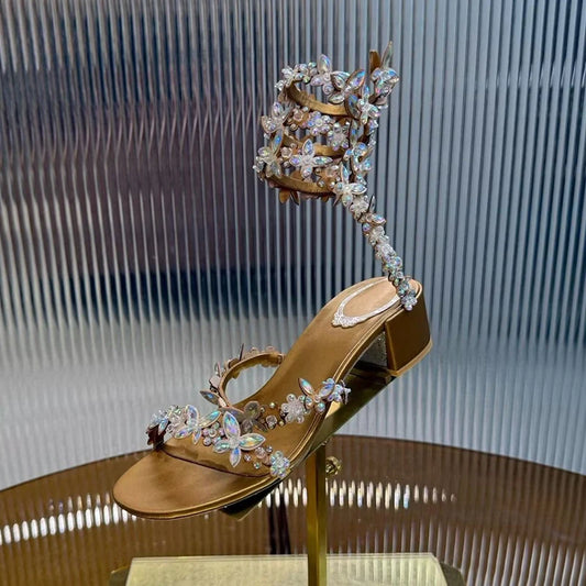 Sandalias de tacón fino Crystal Flower