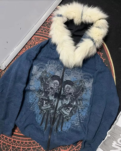 Fur Collar Zipper Hoodie