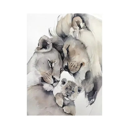 Lion Family Canvas Painting Print
