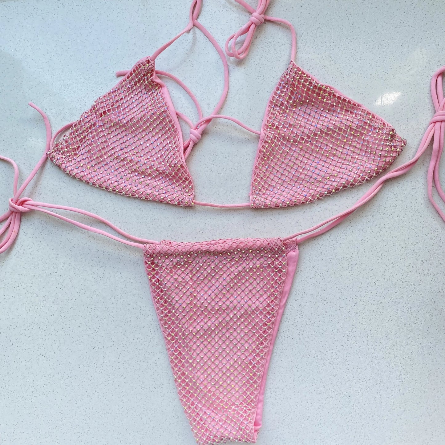 Bling Rhinestone Sliver Crystal Diamond Bikini