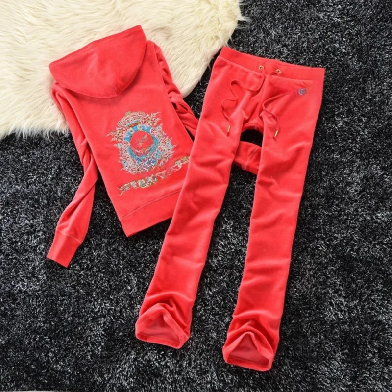 Conjunto de dos piezas de chándal de terciopelo de color liso