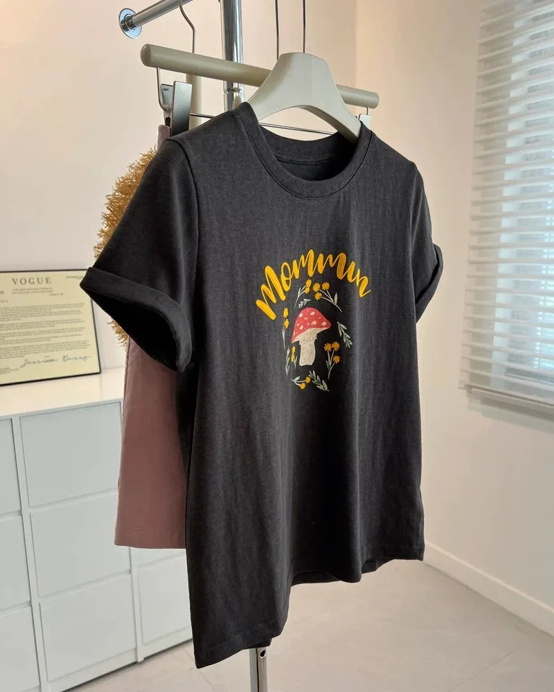 Camiseta holgada de manga corta con estampado floral