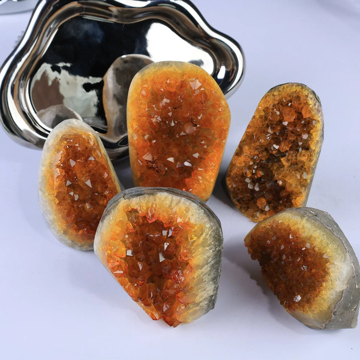 Dyed Yellow Crystal Cluster Geode