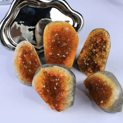 Dyed Yellow Crystal Cluster Geode