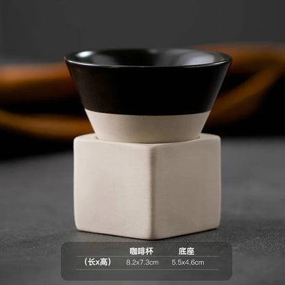Retro Japanese Triangular Cone Shape Pottery Tea Coffee Cup
