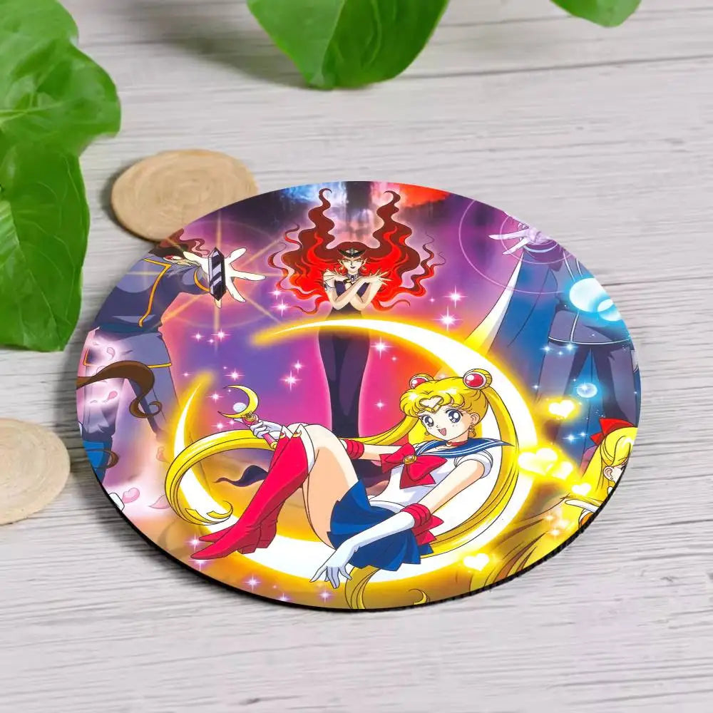 S-Sailor M-Moon Girl Anime Themed Wooden Coaster