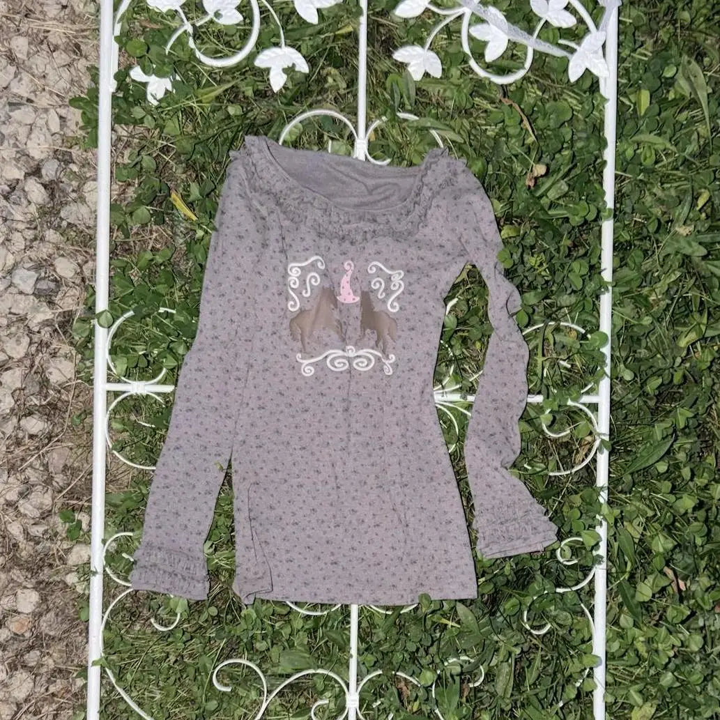 Print Dot Long Sleeve T Shirt