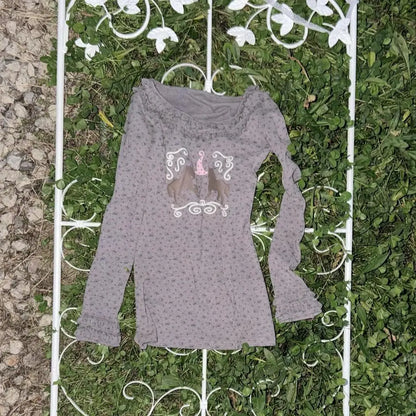 Print Dot Long Sleeve T Shirt