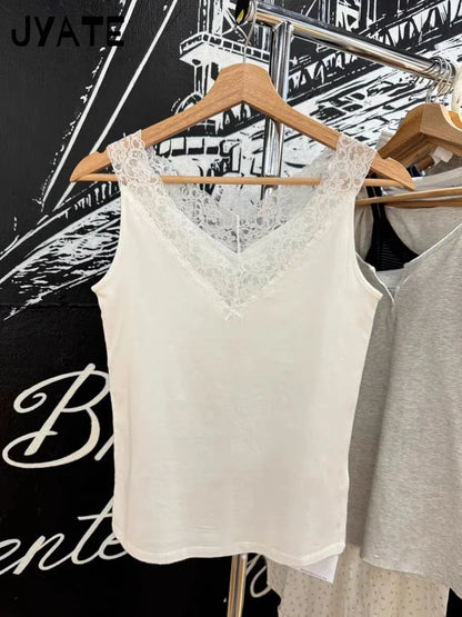 Sweet Lace Patchwork Slim Tank Top