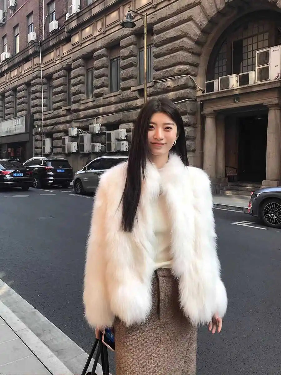 Fur Short Stand Collar Coat