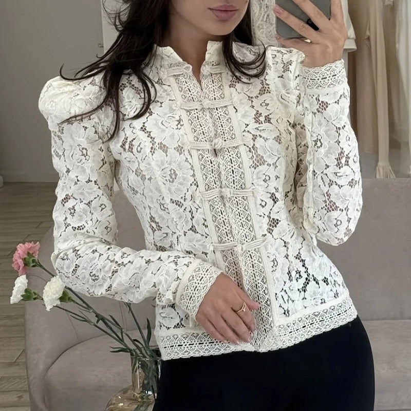 Lace Hook Flower Shirt