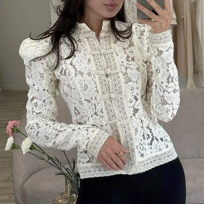 Lace Hook Flower Shirt