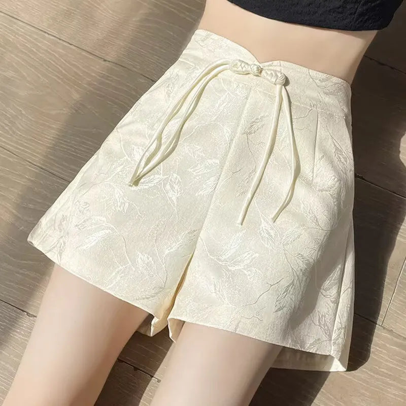Jacquard Satin Tassel Shorts