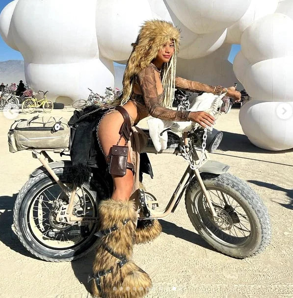 Fur Strappy Knee High Boots