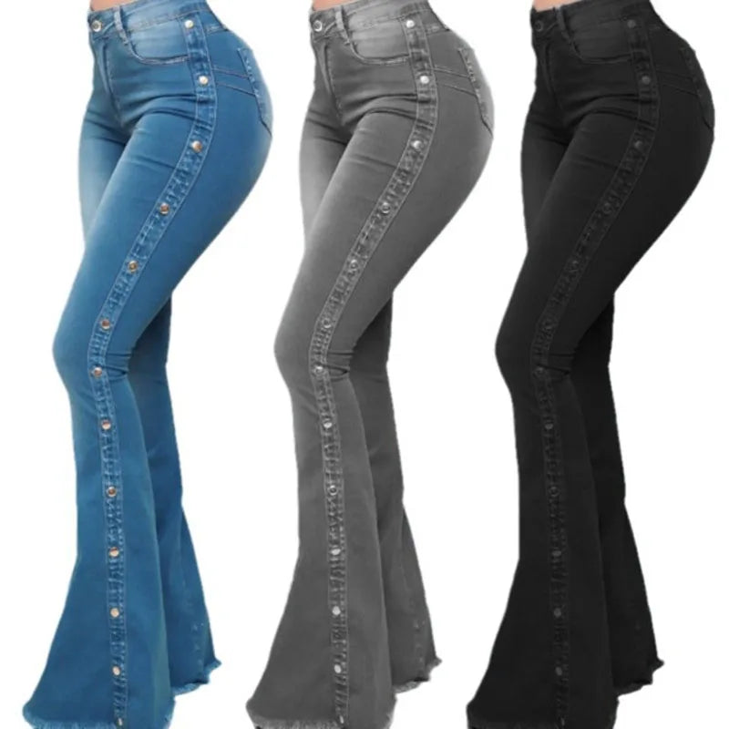 high waisted elastic jeans
