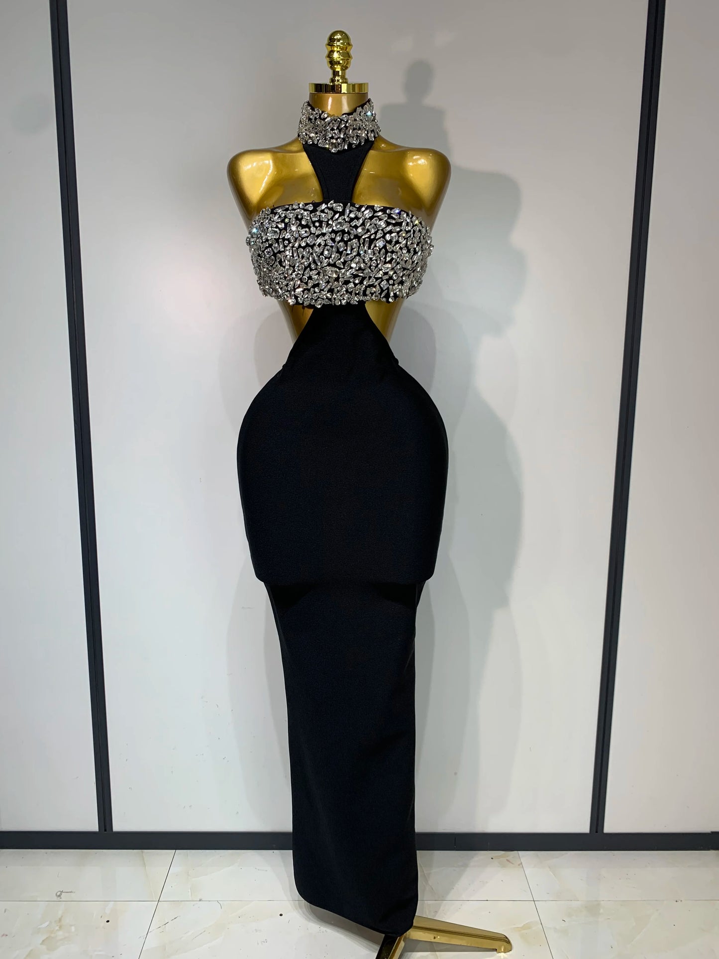 Backless Sparkly Crystal Diamonds Bodycon Bandage Dress