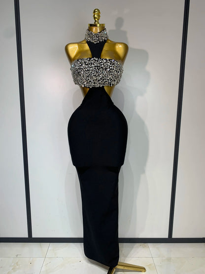 Backless Sparkly Crystal Diamonds Bodycon Bandage Dress
