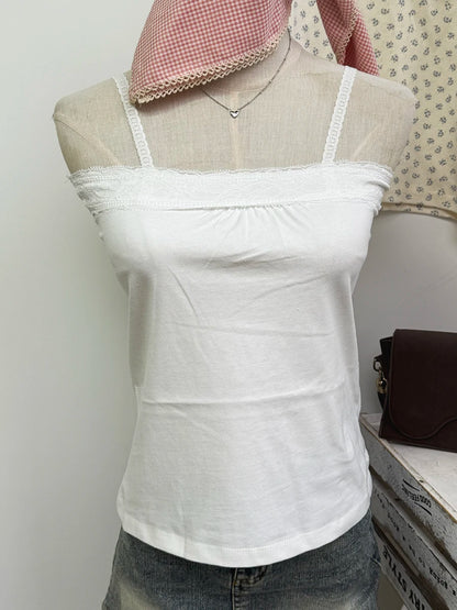 Sweet Lace Patchwork Slim Tank Top