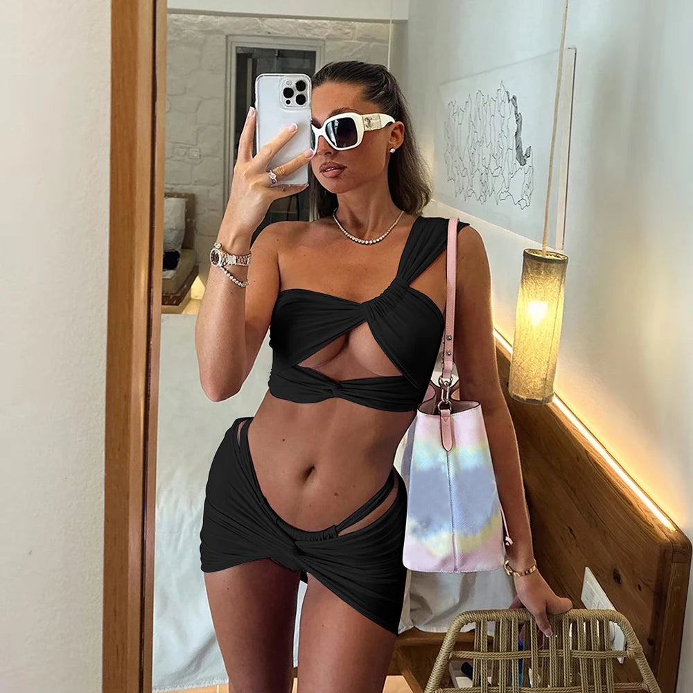 3 Piece One Shoulder Bikini