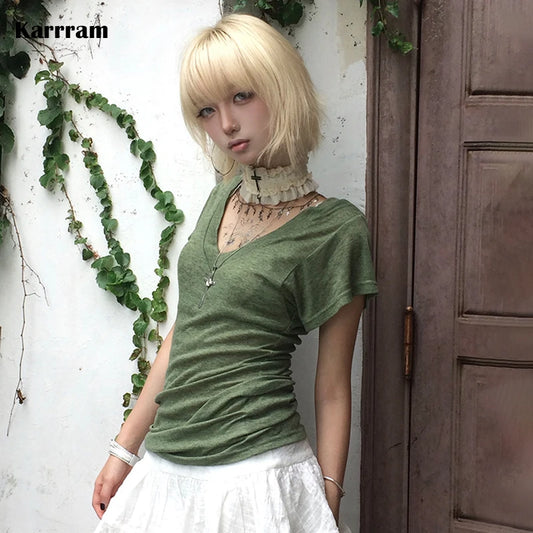Camiseta de punto con cuello en V