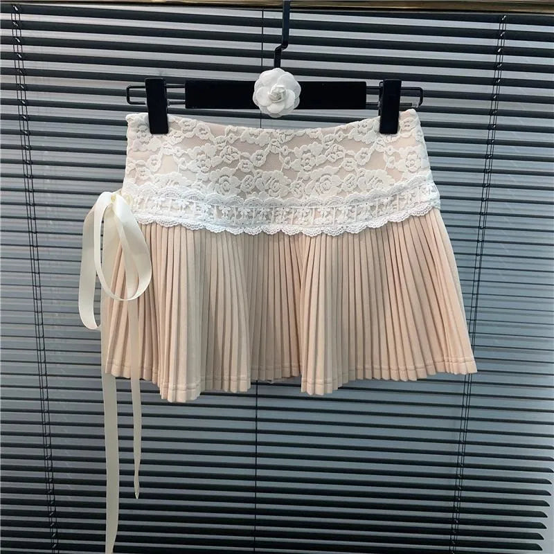 High Waist Bow Lace Up Skirt