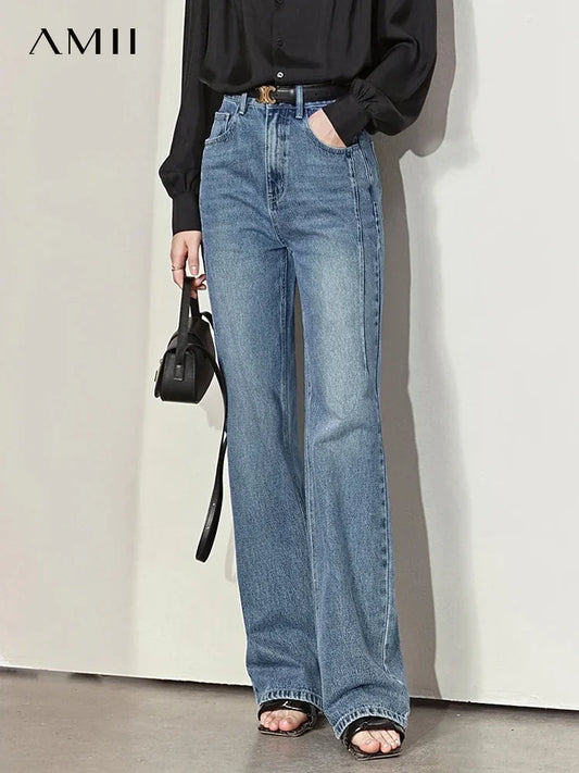 Amii Minimalism Jeans de Mujer Otoño 2024 Vintage Pantalones Vaqueros Sueltos de Pierna Ancha Pantalones Casuales de Mujer Pantalones Femeninos 12270097