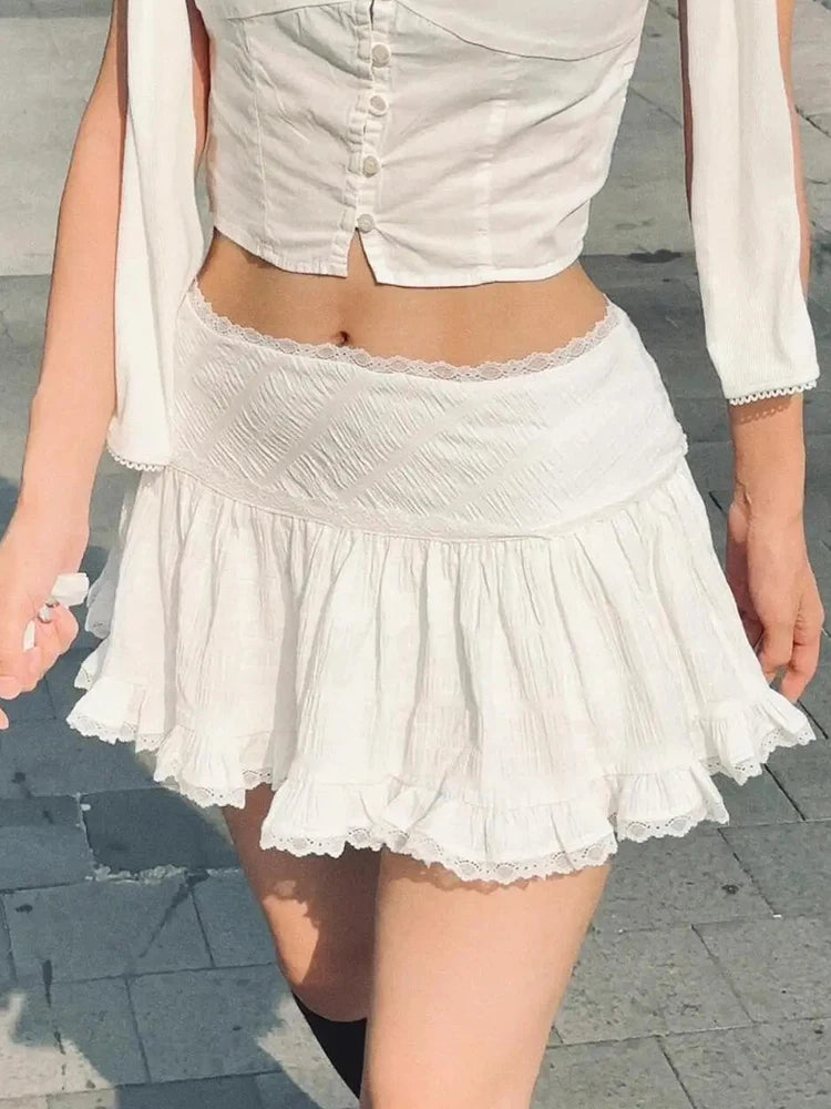 Lace Patchwork High Waist Mini Skirt