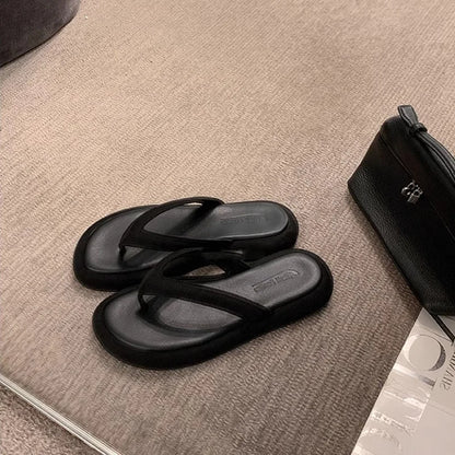 chanclas de mujer de colores caramelo, nuevo diseño, cómodas, para playa, zapatos deslizantes, sandalias de plataforma para mujer, de verano, para exterior, tipo jandal