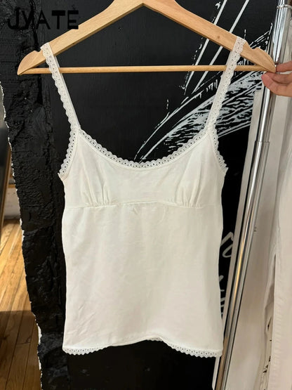 Sweet Lace Patchwork Slim Tank Top