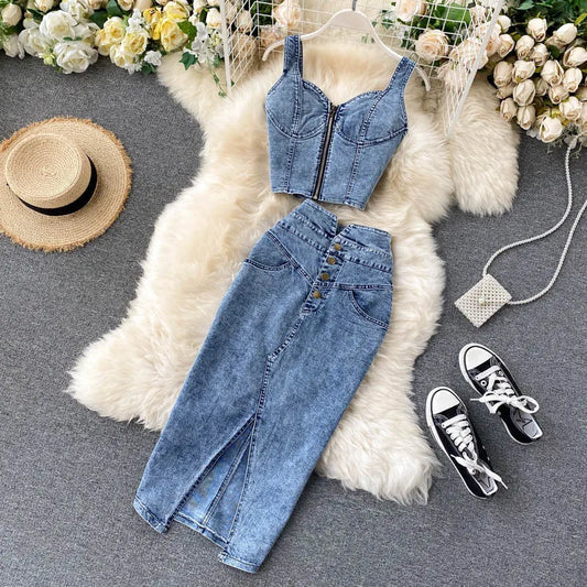 Conjunto de falda de mezclilla