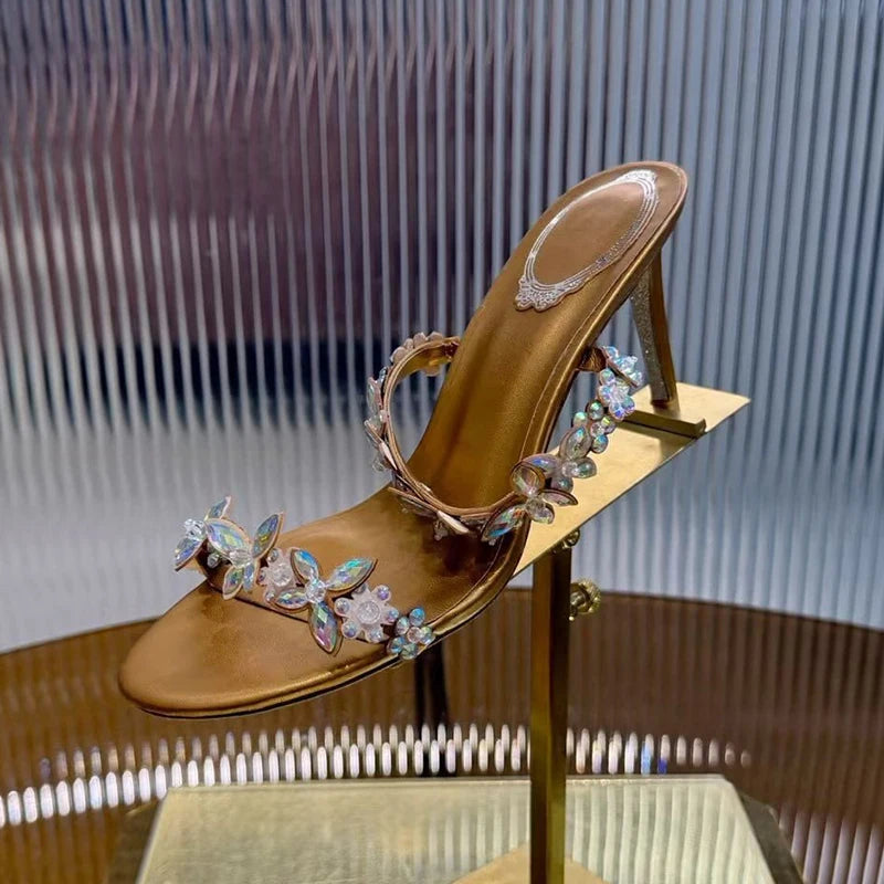Sandalias de tacón fino Crystal Flower