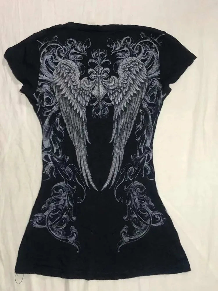 Diamond Grunge V-Neck Top