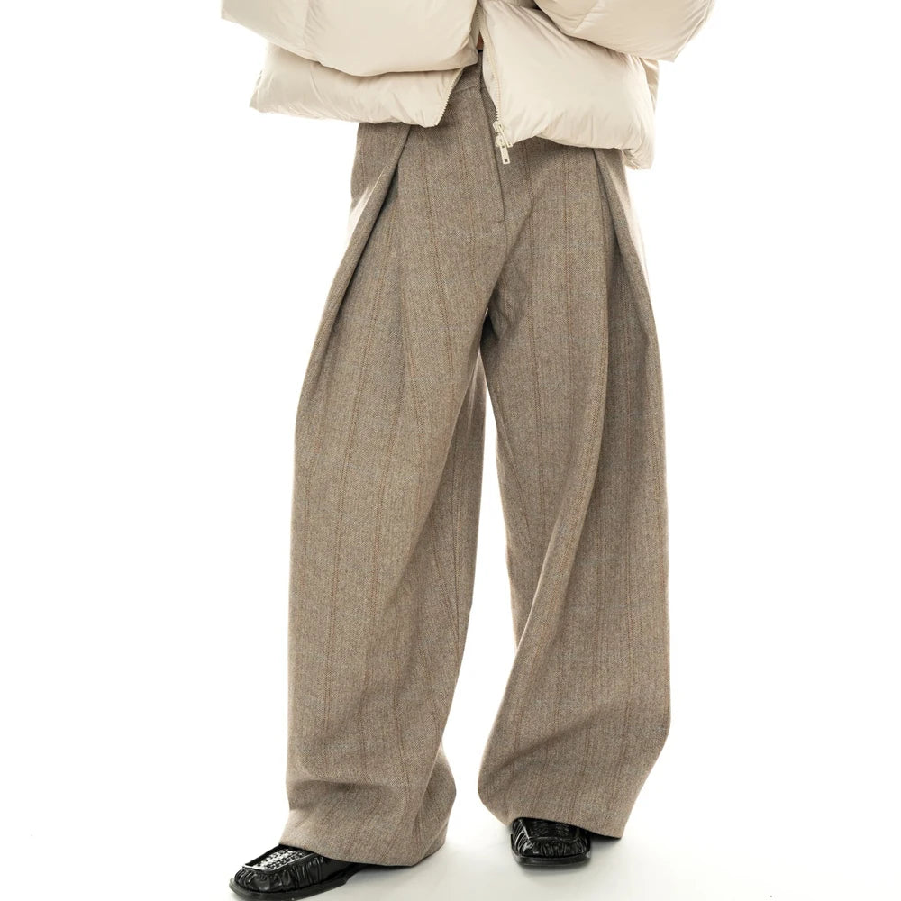 Wide Leg High Waist Striped Straight Pants