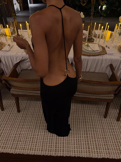 Halter Backless Bodycon Maxi Dress