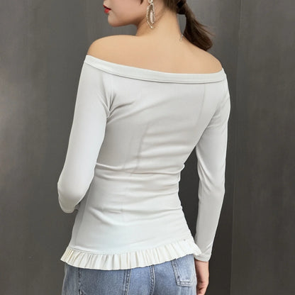 Ropa Urbana Mujer Grunge Punk Años 2000 Estampado Camisetas Blancas Manga Larga Ajustadas Bajo Con Volantes Tops Gráficos Lindos de Hadas