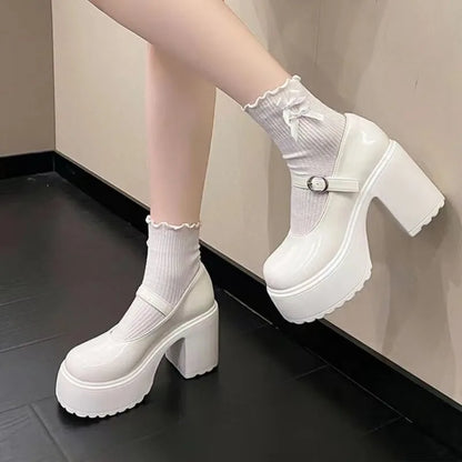 Chunky Platform Ankle Strap Pumps